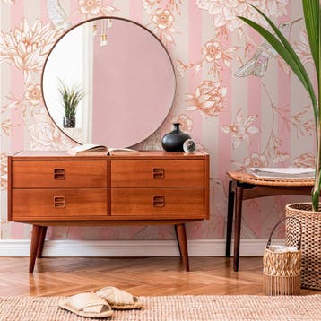 Profhome 392021-GU Fotobehang bloemen mat roze beige 1,59 m, Verzenden
