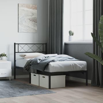 vidaXL Bedframe met hoofdbord metaal zwart 80x200 cm, Eenpersoons, Verzenden, Zwart, Nieuw