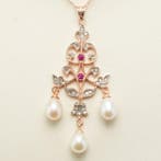 Zonder minimumprijs - Halsketting Zilver, Roségoudplaat,, Nieuw