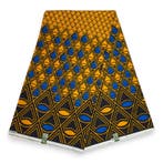 VLISCO stof Hollandais Afrikaanse Wax print - Blauw / Gele B, Ophalen of Verzenden, Nieuw
