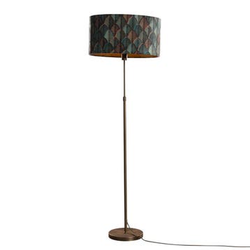 Vloerlamp brons met ovale velours kap blad design 50cm -, Verzenden, Nieuw, Art Deco