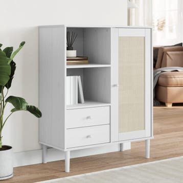 vidaXL buffetkast SENJA rattan-look 90x40x112 cm massief, Minder dan 50 cm, Verzenden, 100 tot 150 cm, Nieuw