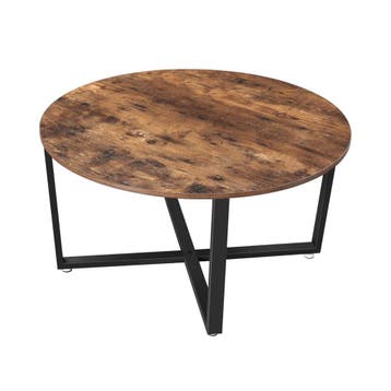 Ronde Salontafel 88 cm – Industrieel – Donkerbruin, 50 tot 100 cm, Rond, 50 tot 100 cm, Zo goed als nieuw