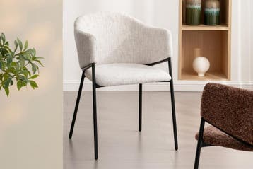 Design Stoel NOBLESSE beige chenille zwart metalen frame -, Ophalen of Verzenden, Nieuw