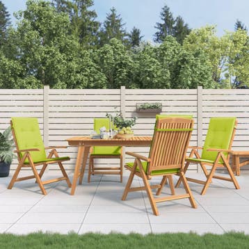 vidaXL Verstelbare klapstoelen met kussens, 4 stuks, massief, Verzenden, Nieuw, Hout