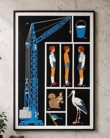 Josef Fogas - Silkscreen original industrial poster - crane,