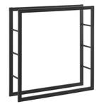 [en.casa] Brandhout rek houtopslag Täby zwart 100x25x100 cm, Tuin en Terras, Haardhout, Verzenden