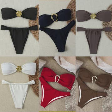 Dames Push-Up Bandeau Bikini Set met Braziliaanse Thong en G, Kleding | Dames, Verzenden, Nieuw