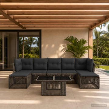 vidaXL Tuinbankenset 8 st Grijs poly rattan, Verzenden, Nieuw