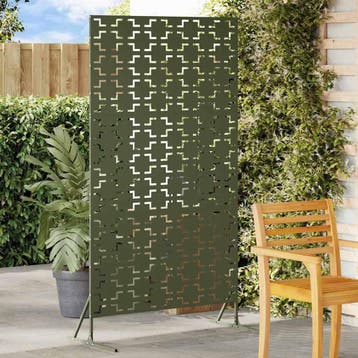 vidaXL Privacyscherm 100 x 50 x 180 cm Staal Olijfgroen, Verzenden, Nieuw, IJzer