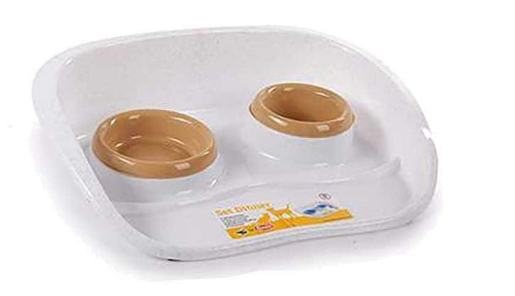 Stefanplast Voerbak 46,5 X 34 X 11 Beige/Wit 3-Delig, Dieren en Toebehoren, Kattenvoerbakken en Drinkbakken, Nieuw, Verzenden