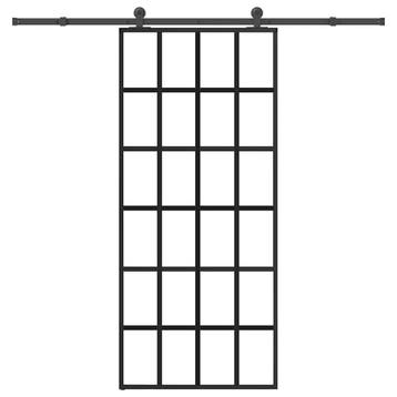 vidaXL Schuifdeur met beslag 90x205 cm ESG-glas en aluminium, Doe-het-zelf en Verbouw, Deuren en Horren, Verzenden, Nieuw