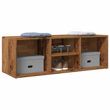 vidaXL Schoenenopbergbank 102x35x35 cm bewerkt hout oud, Verzenden, Nieuw