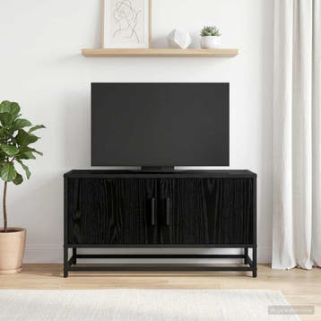 vidaXL TV-kast 80 x 34,5 x 40 cm Zwart eiken Bewerkt hout, Huis en Inrichting, Minder dan 50 cm, Verzenden, Nieuw, Minder dan 100 cm