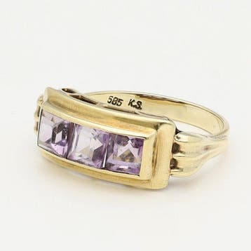 Ring - 14 karaat Geel goud Amethist, Nieuw