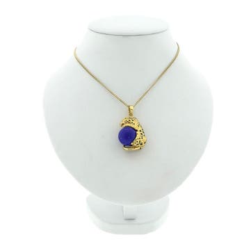 Gouden hanger van een panter met Lapis Lazuli, Ophalen of Verzenden, Gebruikt, Goud, Overige merken