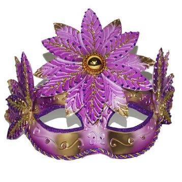 Venetiaans oogmasker roze/goud met bloem - Oogmaskers, Ophalen of Verzenden, Nieuw