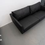 1x Montis Axel Bank 3-Zits/190cm Zwart Leder - Sledepoot, Ophalen, 150 tot 200 cm, Driepersoons, 75 tot 100 cm