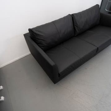 Montis Axel Bank 3-Zits/190cm Zwart Leder - Sledepoot, Huis en Inrichting, Ophalen, 150 tot 200 cm, Driepersoons, 75 tot 100 cm
