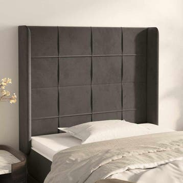 vidaXL Hoofdbord met randen 93x16x118/128 cm fluweel, Verzenden, Nieuw, Grijs, Stof