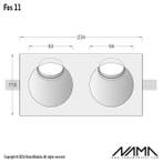 FOS11 Trimless Inbouwspot Dubbel Rond-Schuin - Gips - 2x..., Ophalen of Verzenden, Nieuw