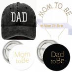 Babyshower set met cap, tiara, sjerp en 2 buttons, Verzenden, Nieuw, Feestartikel, Geboorte of Huwelijk