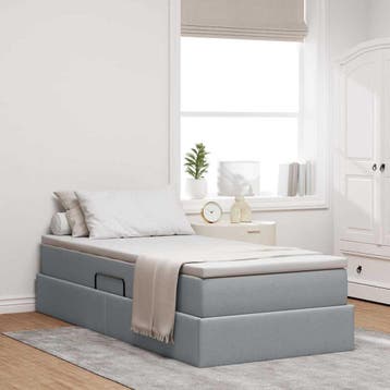 vidaXL Opslag bed met matras Lichtgrijs 90 x 190 cm, Huis en Inrichting, Verzenden, Nieuw