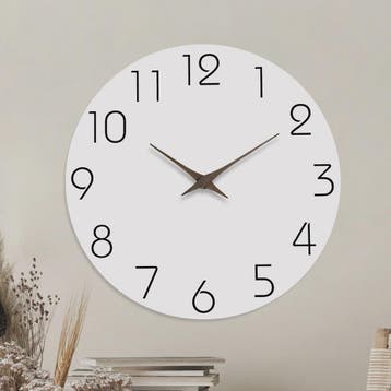 Moderne Witte Houten Wandklok - Stille Quartz, Decoratief vo, Verzenden, Nieuw