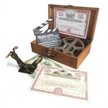 1960s Caixa com Filme 16mm + Rebobinador + Claquete