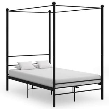 vidaXL Hemelbedframe metaal zwart 120x200 cm, Huis en Inrichting, Slaapkamer | Bedden, Verzenden, Zwart, Nieuw, Twijfelaar