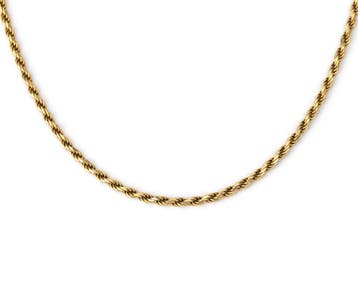 Een 14 krt. geelgouden koord collier, Gebruikt