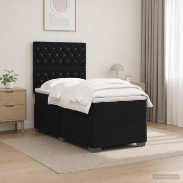 vidaXL Boxspringbed met matras Zwart 90 x 190 cm Fluweel, Eenpersoons, Verzenden, Zwart, Nieuw