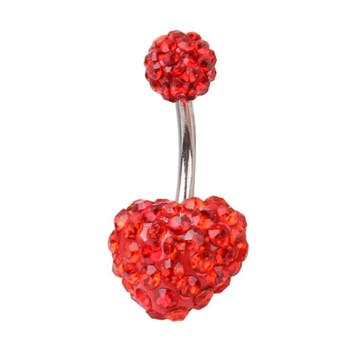 Fako Bijoux - Navelpiercing - Disco Dots Duo - Hart - Rood, Verzenden, Nieuw