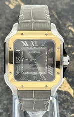 Cartier Santos Large - Gold/Steel - Black Dial - W2SA0030, Overige merken, Leer, Polshorloge, Nieuw