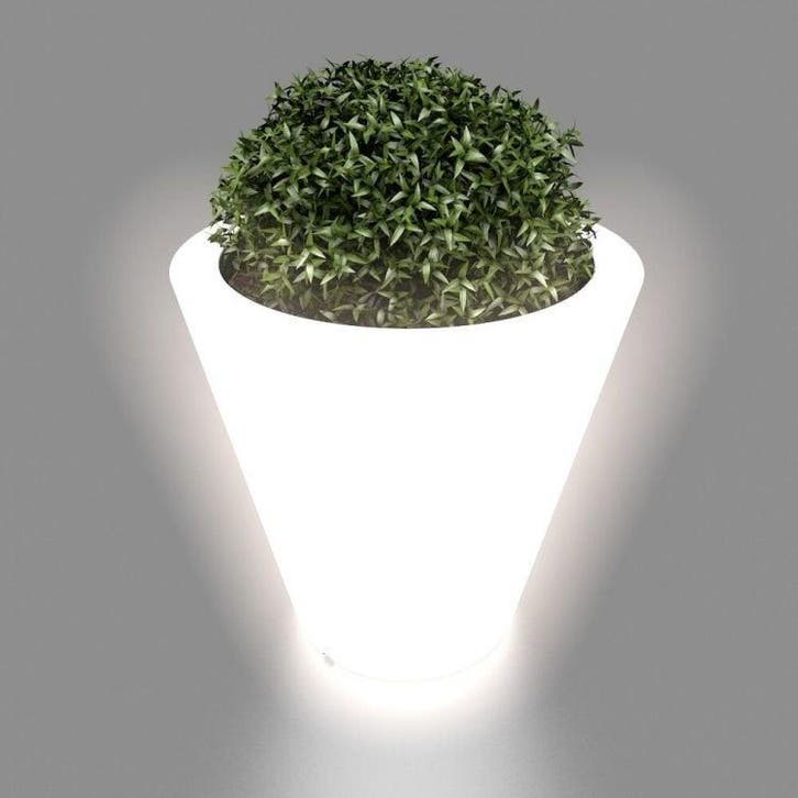 Bloempot Verlicht Wit | Polyethyleen | Premium | OP=OP, Tuin en Terras, Bloembakken en Plantenbakken, 30 tot 60 cm, Minder dan 60 cm