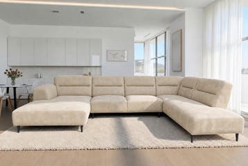 U-Bank Bloemendaal - u-banken - Beige, Nieuw, 150 cm of meer, Stof, 300 cm of meer