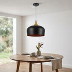Hanglamp | Luminia | 1-lichts | E27 | Zwart / Hout, Ophalen of Verzenden, Nieuw, 50 tot 75 cm
