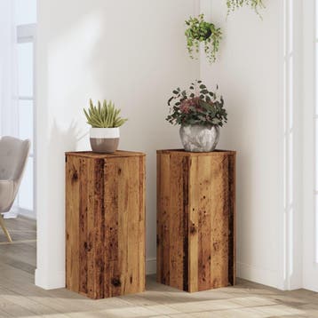 vidaXL Plantenstandaards 2 st 30x30x70 cm bewerkt hout oud, Verzenden, Nieuw
