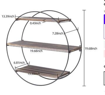 Rond Wandrek 3-Laags – Industrieel Hout en Metaal Wandplank, Verzenden, Nieuw
