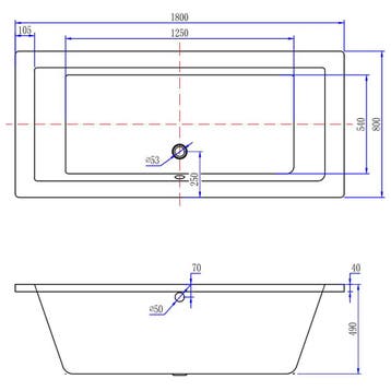 Xellanz Santino SQ Inbouw Duo Ligbad - 180x80x49cm - Acryl -, Ophalen of Verzenden, Nieuw