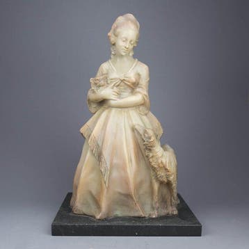 Johannes Dommisse (1878-1955) - sculptuur, Lady with dogs,