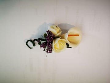 Corsage Calla Creme/Lila Maatwerk corsage, Ophalen of Verzenden, Nieuw