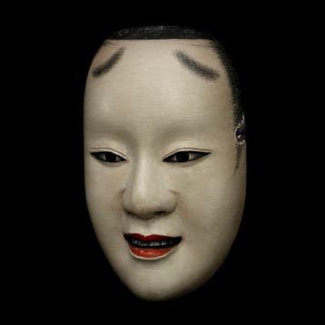 Signed Japan Wooden Noh Mask of JUROKU   - sculptuur
