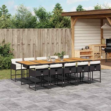 vidaXL 11-delige Tuinset met kussens poly rattan zwart, Tuin en Terras, Verzenden, Nieuw, Meer dan 8 zitplaatsen, Tuinset