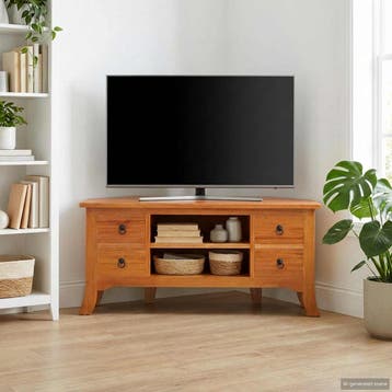 vidaXL TV-kast met lade Naturel 100 x 40,5 x 46 cm Massief, Verzenden, Nieuw