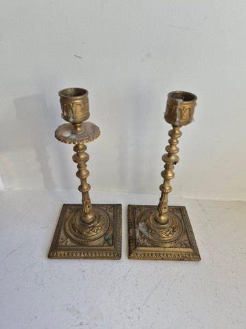 Taperstick (kleine blaker met een dunne pijp) (2) - Verguld, Antiek en Kunst
