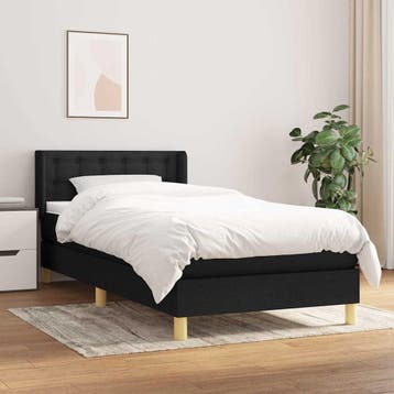 vidaXL Boxspring met matras stof zwart 90x200 cm, 90 cm, Eenpersoons, Verzenden, Zwart