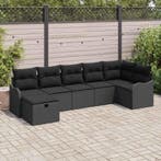 vidaXL Bankstel met kussen met opslag 7 pcs Zwart poly, Verzenden, Nieuw, Rotan, 7 zitplaatsen