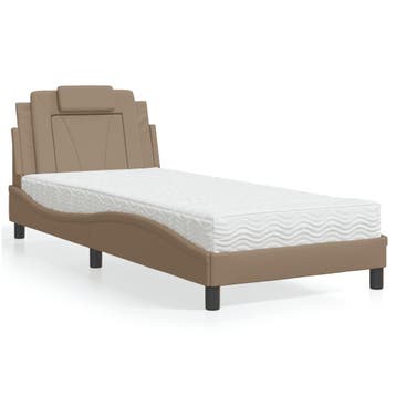 vidaXL Bed Viana met matras kunstleer cappuccinokleurig, Overige materialen, Eenpersoons, Bruin, Verzenden