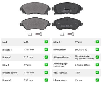 Remblokken Vooras Opel Meriva 1.4 16V Twinport LPG, Verzenden, Nieuw, Opel